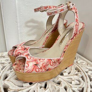 Sophia Webster flamingo wood wedges 40